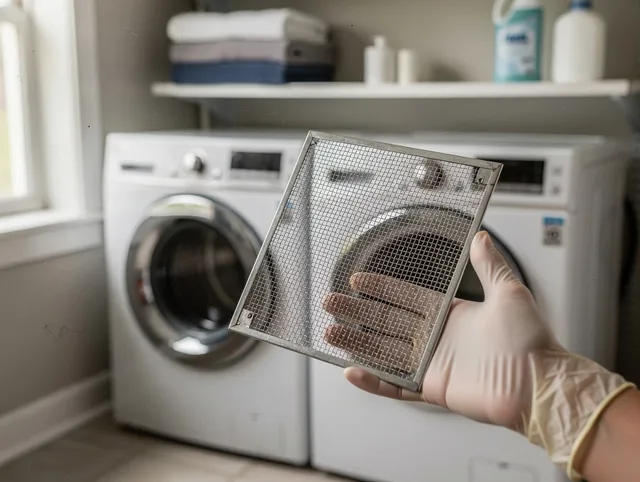 Norton Dryer Vent Cleaning specialist performing detailed lint trap cleaning service in Norton